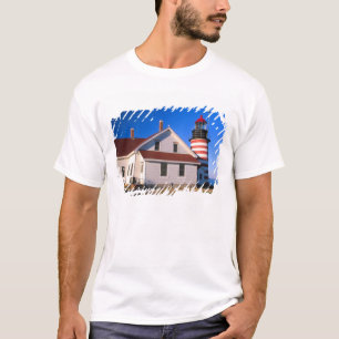 Camiseta NA, EUA, Maine. Farol de West Quoddy perto