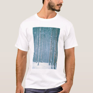 Camiseta NA, EUA, WY. Cena de inverno nevado entre