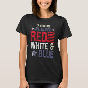 Camiseta Na Geórgia, sangramos branco vermelho e azul 4 de