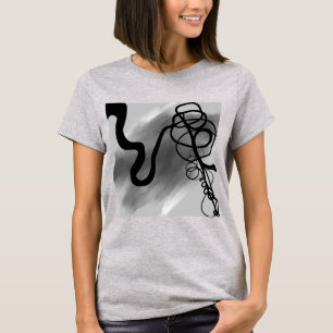 Camiseta Na grade: Cinza Abstrato, Preto e Branco
