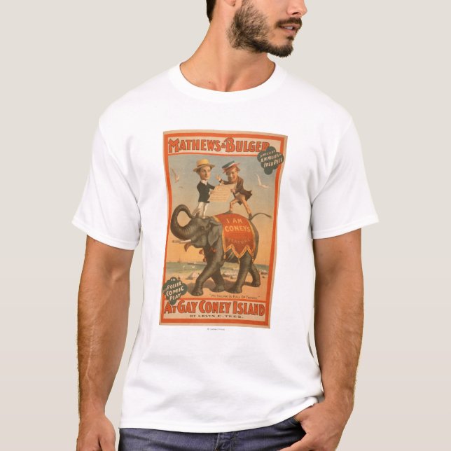 Camiseta "Na Ilha de gay Coney" Poster de Comédia Musical # (Frente)