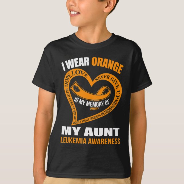 Camiseta Na memória da minha tia LEUKEMIA SENSIBILIZAÇÃO (Frente)
