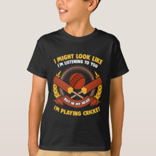 Camiseta Na Minha Cabeça Estou Jogando Críquete