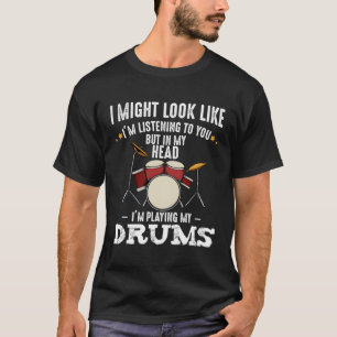 Camiseta Na Minha Cabeça Estou Tocando Música Banda Drummer