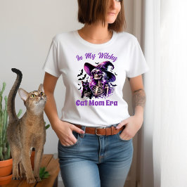 Camiseta Na Minha Era de Mãe de Gata Bruxa Esqueleto Bruxa 