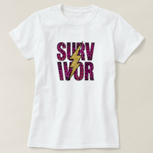 Camiseta Na Minha Era de Sobrevivente, Câncer de Mama Leopa