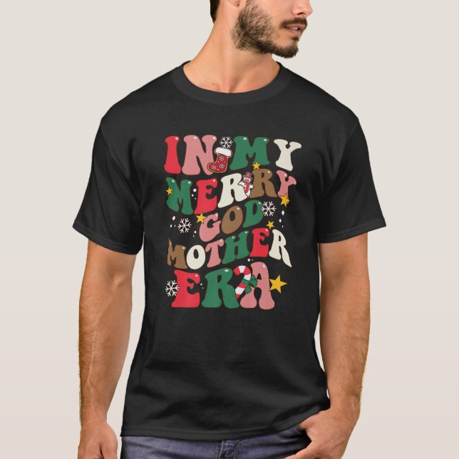 Camiseta Na minha Feliz, "A Madrasta Era Groovy Christmas F (Frente)