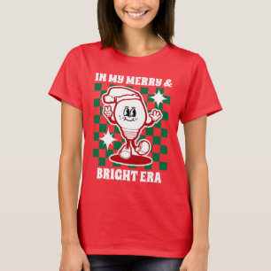 Camiseta Na minha Feliz e Bright Era Natal Vermelho Moderno