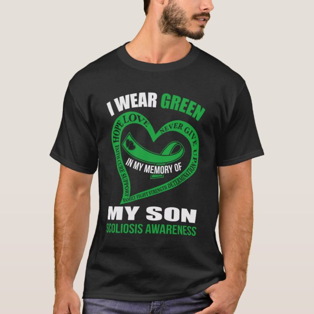 Camiseta Na minha memória do meu filho, SCOLIOSIS CONSCIÊNC (Frente)