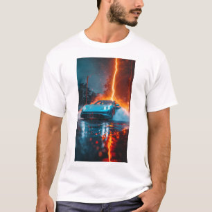Camiseta "Na moda 2021 Porsche Taycan 4S Light Blue Car En