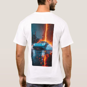 Camiseta Na moda 2021 Porsche Taycan 4S Light Blue Car T-Sh