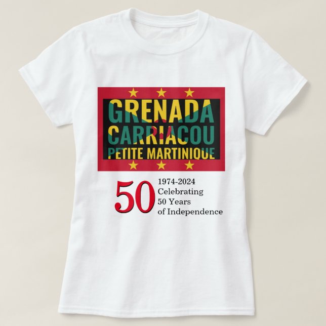Camiseta Na moda 2024 GRENADA 50.º aniversário da Independê (Frente do Design)