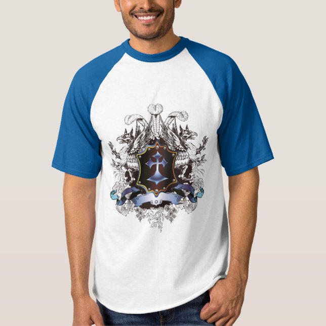 Camiseta Na moda azul Cross Design (Frente)