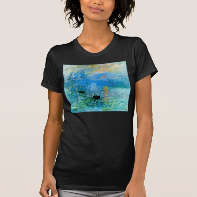 Camiseta Na moda azul-russa Fuga de Barcos de Pesca do Sol (Frente)