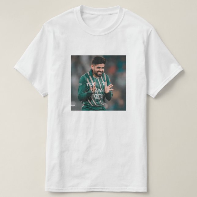 Camiseta "Na moda Babar Azam T-Shirt - Celebrar o Paquistão (Frente do Design)