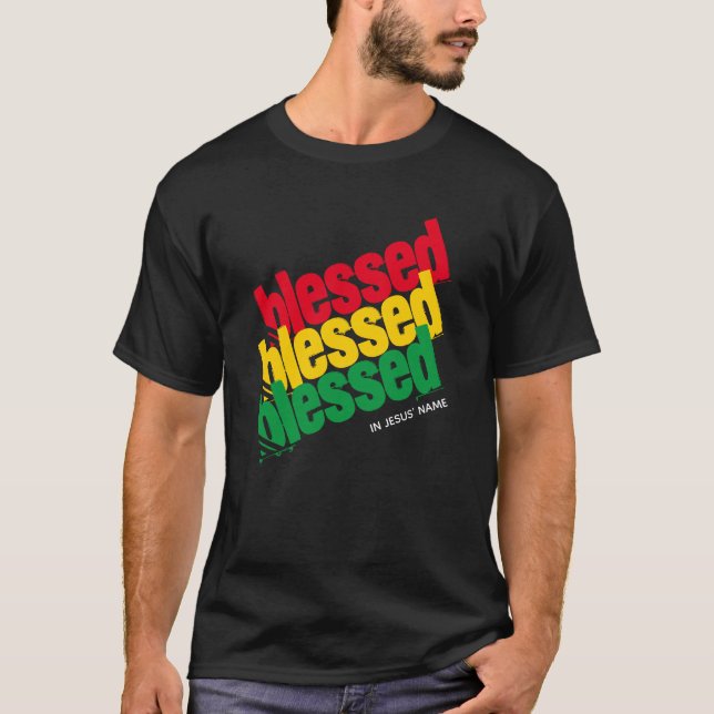 Camiseta Na moda BLESSED In Jesus Christian (Frente)