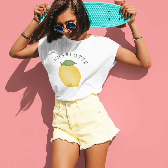 Camiseta Na moda Citrus Lemon Yellow Summer Monograma (Criador carregado)