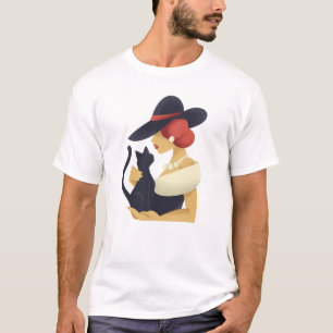 Camiseta Na moda com gato preto