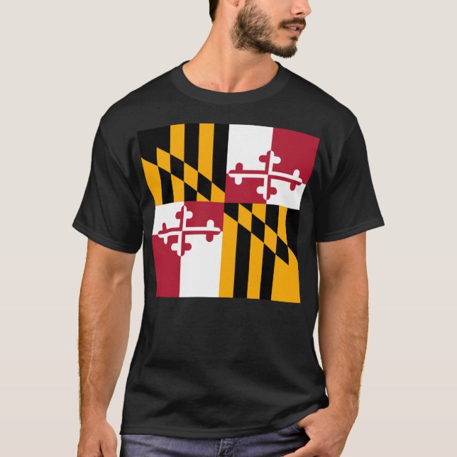 Camiseta Na moda da bandeira do estado de Maryland (Frente)