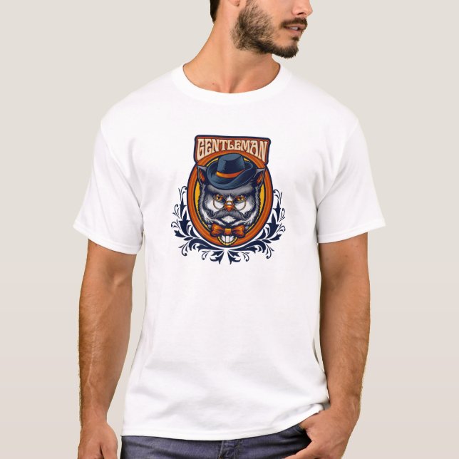 Camiseta Na moda Dapper Gentleman Cinza Cat - Fato (Frente)