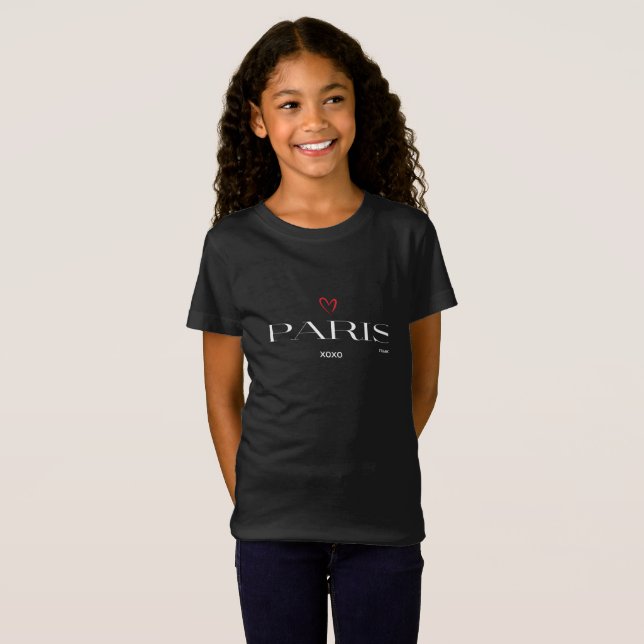 Camiseta Na moda do Coração Vermelho Moderno de Paris xoxo (Frente Completa)
