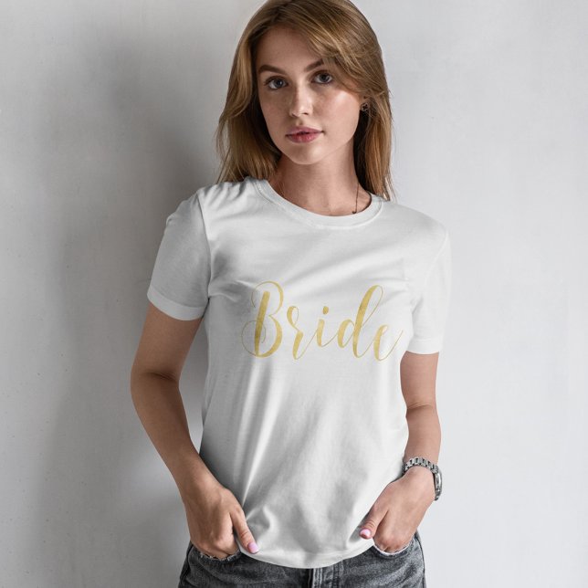 Camiseta Na moda Dourado Script Brid (Criador carregado)