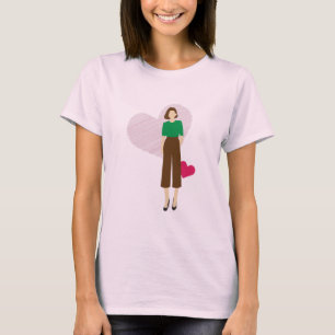 Camiseta na moda e Coração - Arte Feminina Moderna