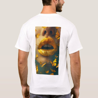 Camiseta Na moda e Lábios amarelos vibrantes - Camisa-T grá