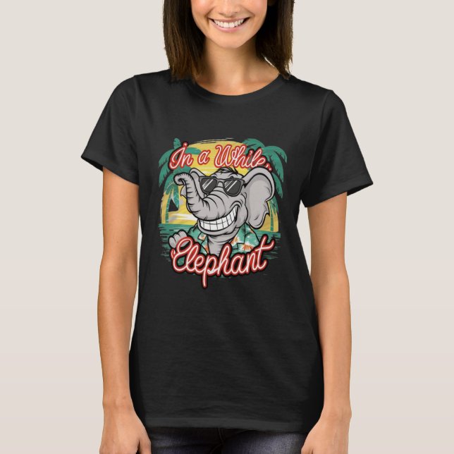 Camiseta Na moda Elefante e Víblias Tropicais (Frente)