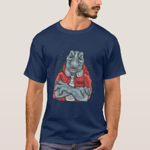 Camiseta Na moda Funny T-Rex Dinosaur DJ