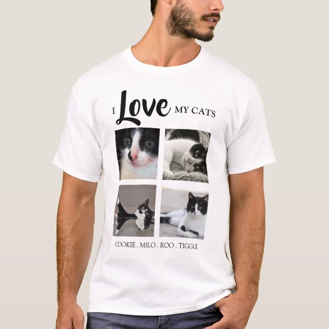 Camiseta Na moda | I Love My | Gato | Foto (Frente)