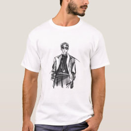 Camiseta Na moda - Ilustração de Moda do Homem em Fato - Mo