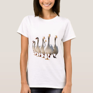 Camiseta Na moda ilustração de um grupo de gansos marchando