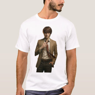 Camiseta Na moda, Jovem, de Aterro Marrom Ajustando Torneir