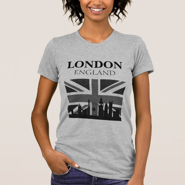 Camiseta Na moda Legal Black Cinza London Union Jack (Frente)