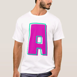 Camiseta Na moda Magenta e Letra Teal A