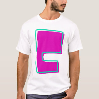 Camiseta Na moda Magenta e Letra Teal C