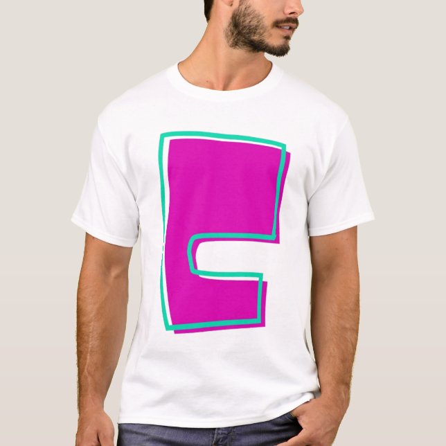 Camiseta Na moda Magenta e Letra Teal C (Frente)