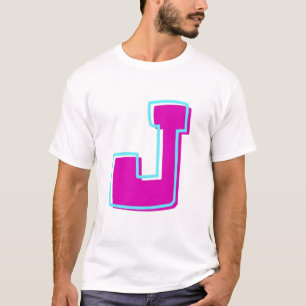 Camiseta Na moda Magenta e Letra Teal J