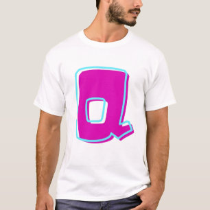 Camiseta Na moda Magenta e Letra Teal Q