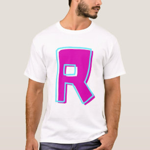 Camiseta Na moda Magenta e Letra Teal R