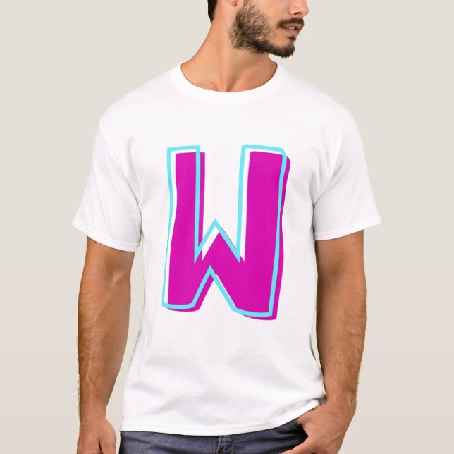 Camiseta Na moda Magenta e Letra Teal W (Frente)