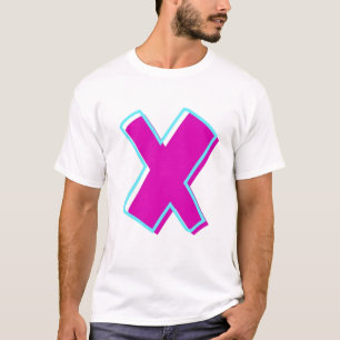 Camiseta Na moda Magenta e Letra Teal X