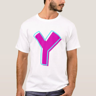 Camiseta Na moda Magenta e Letra Teal Y