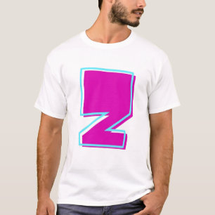 Camiseta Na moda Magenta e Letra Teal Z