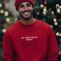 Na moda Men Red Eat Sleep Criar Slogan Repetir