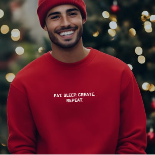 Camiseta Na moda Men Red Eat Sleep Criar Slogan Repetir