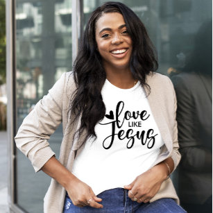 Camiseta Na moda Moderna Tipografia Amor Como Jesus