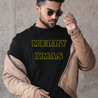 Camiseta Na moda Negro e ouro - Natal Merry Xmas