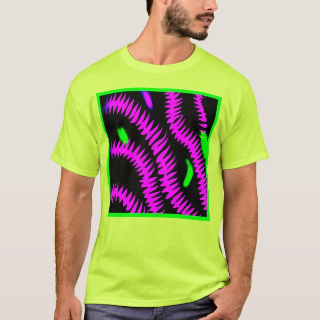 Camiseta Na moda Neon Padrões Art (Frente)